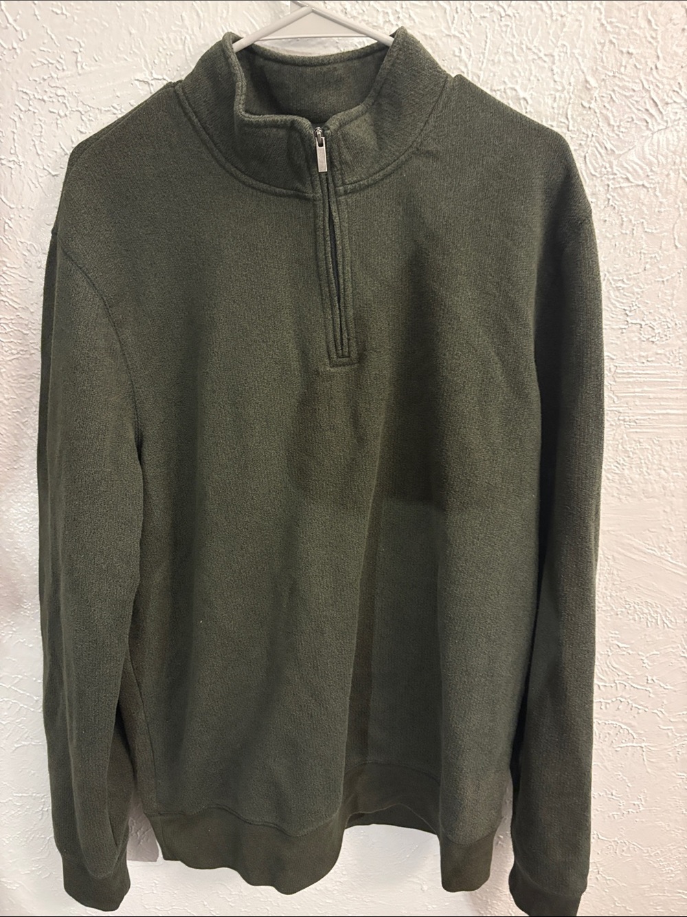 Men's Olive Green Half-Zip Fleece Sweater